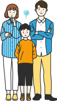 悩む家族イラスト
